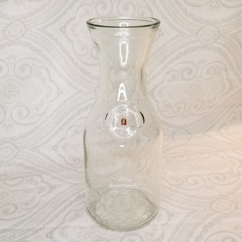 Vintage Paul Masson Vineyards Milk Bottle Clear Glass Wine Carafe 1qt Since 1852